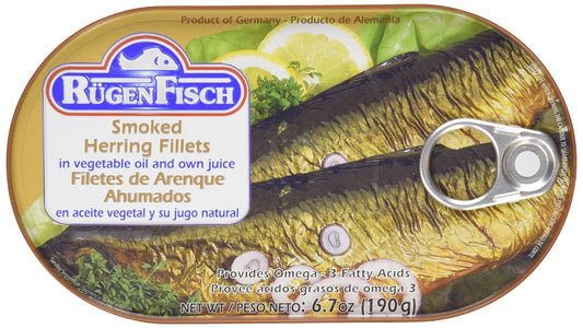 RUGENFISH SMOKED HERRING ARENQUE 6.7 OZ. 32/1